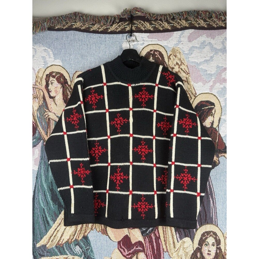 Vintage Talbots Sweater Women's Wool Knit 3D Knit Geometric 90s